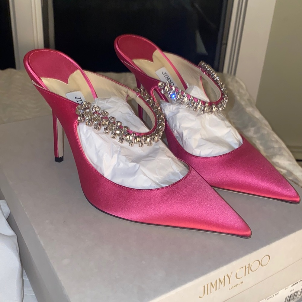 Jimmy choo satin pink bing heels 38.5
